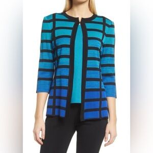 Ming Wang Teal and Black Knit Cardigan Size Medium EUC